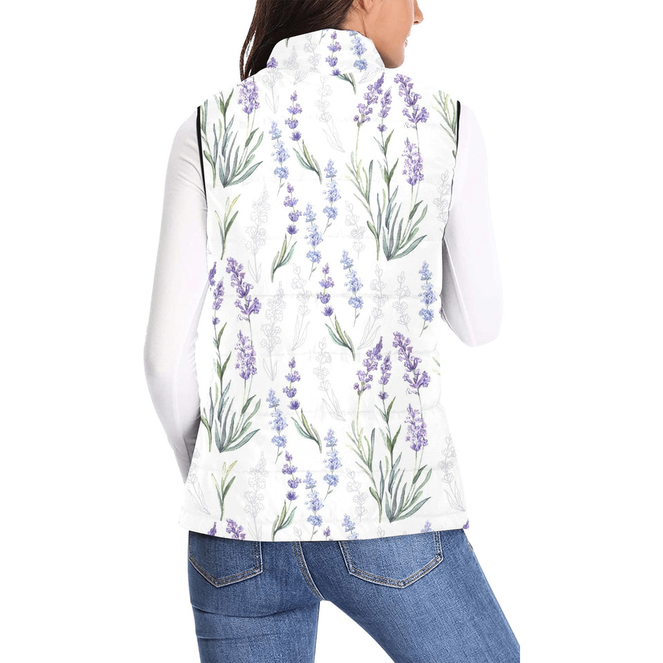 Hand painting Watercolor Lavender Women's Padded Vest