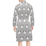 Bull Terrier Pattern Print Design 05 Men's Long Sleeve Belted Night Robe