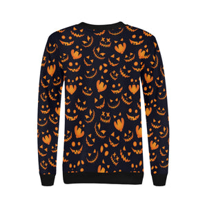 Halloween pattern Pumpkin background Women's Crew Neck Sweatshirt