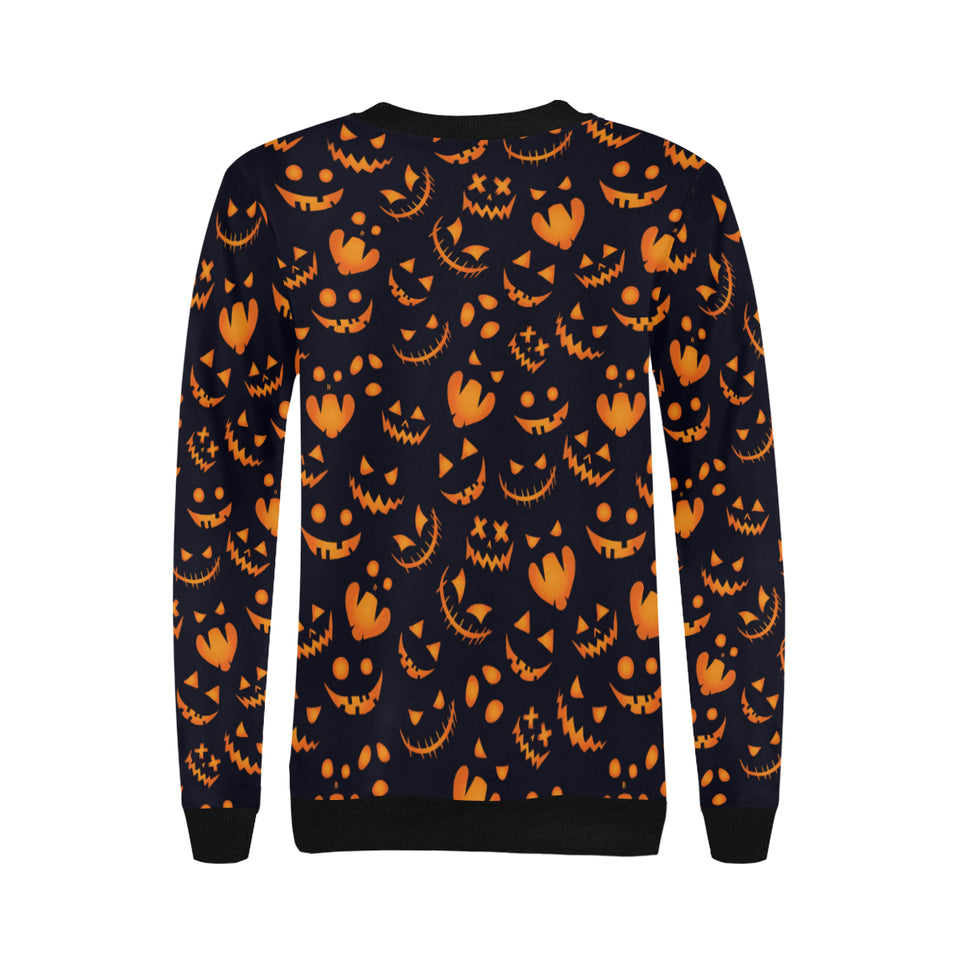 Halloween pattern Pumpkin background Women's Crew Neck Sweatshirt