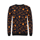 Halloween pattern Pumpkin background Women's Crew Neck Sweatshirt