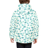 Green ginkgo leaves pattern Kids' Boys' Girls' Padded Hooded Jacket