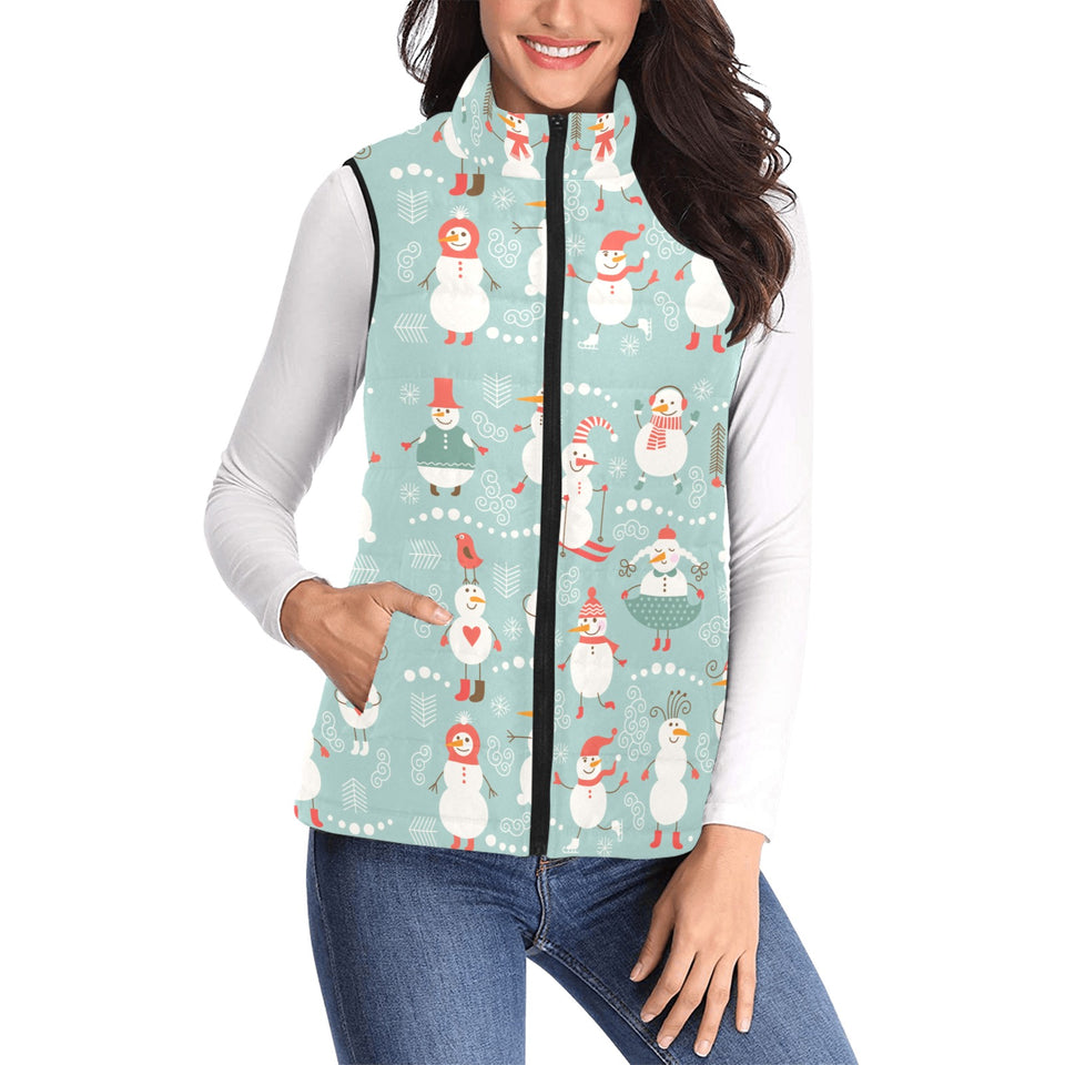 Cute snowman pattern Women's Padded Vest