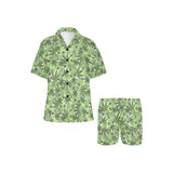 Canabis Marijuana Weed Pattern Print Design 01 Women's V-Neck Short Pajama Set