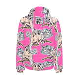 Chameleon lizard pattern pink background Men's Padded Hooded Jacket
