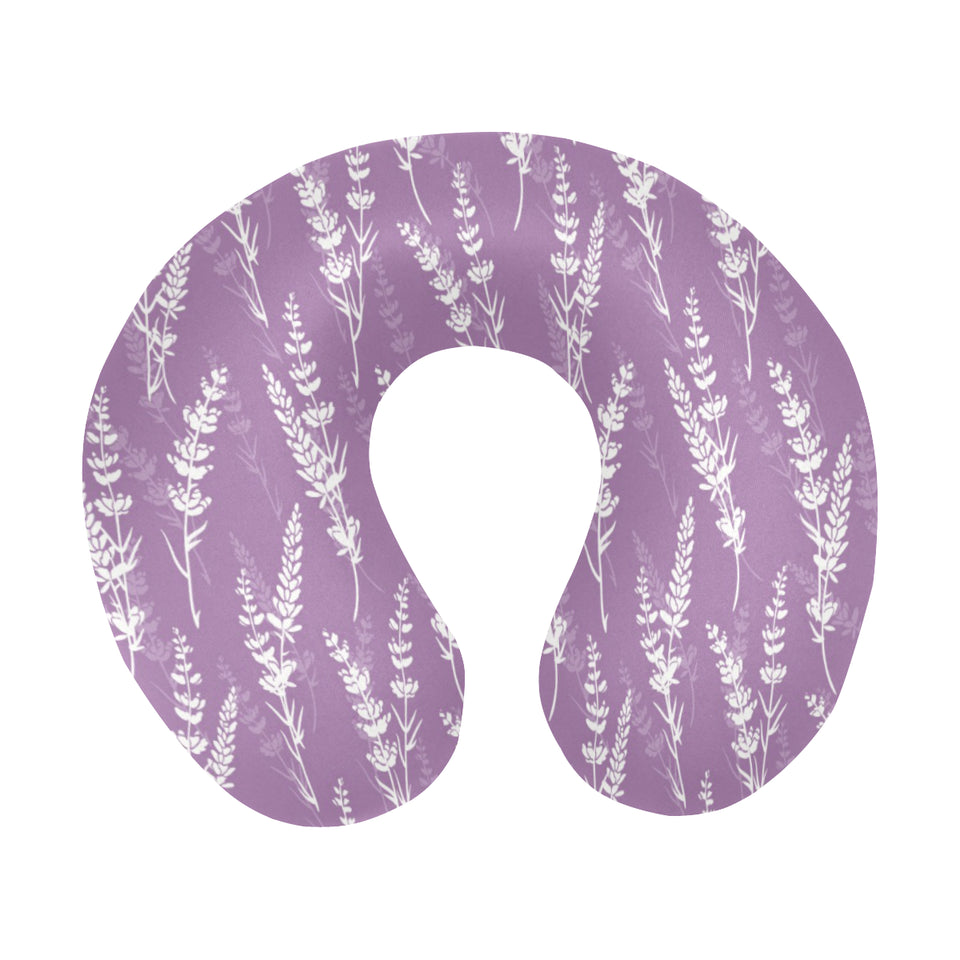 Lavender flowers purple pattern U-Shaped Travel Neck Pillow