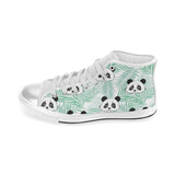 Panda pattern tropical leaves background Women's High Top Canvas Shoes White