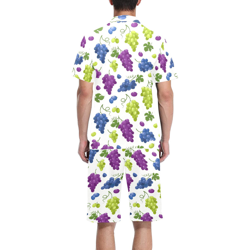 Grape pattern Men's V-Neck Short Pajama Set