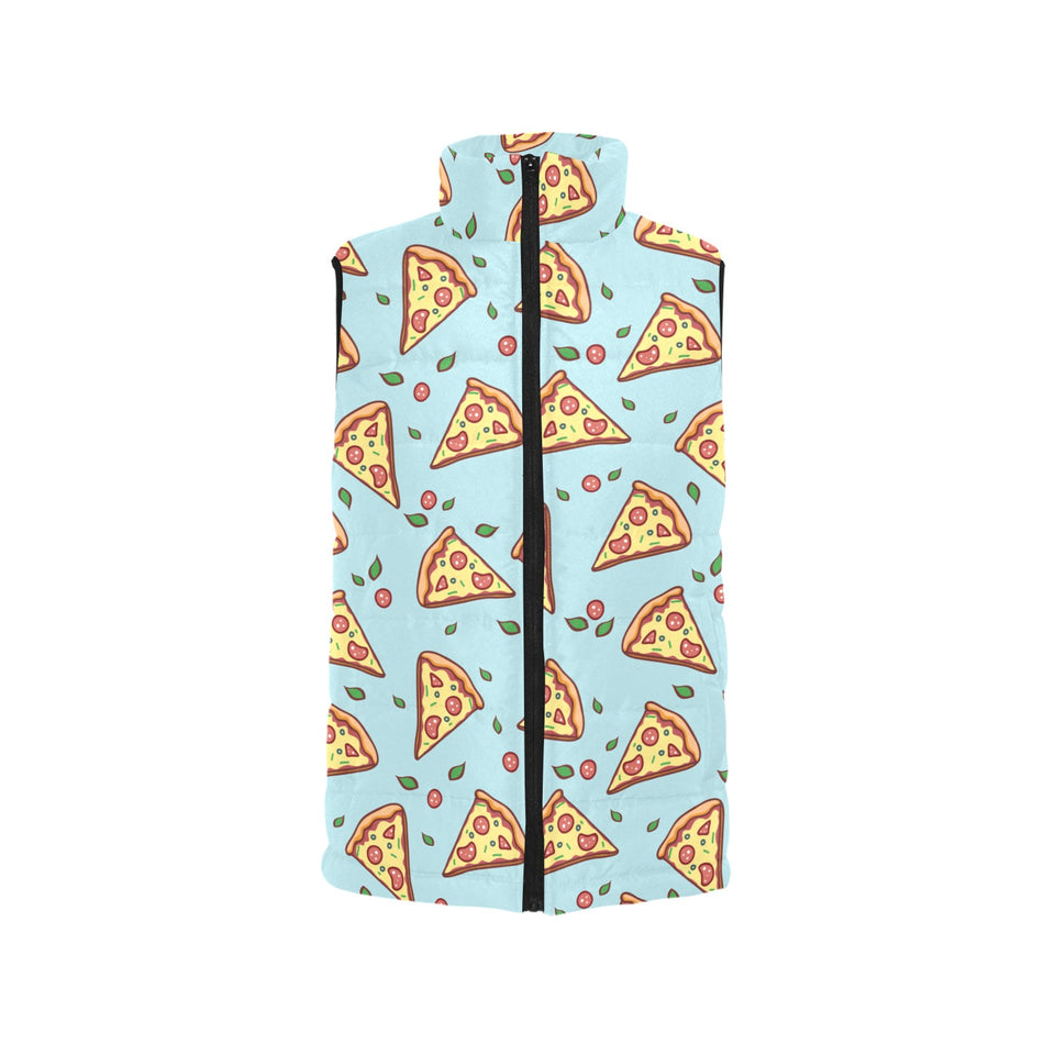 Hand drawn pizza blue background Women's Padded Vest