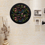 Dragons flower pattern Elegant Black Wall Clock