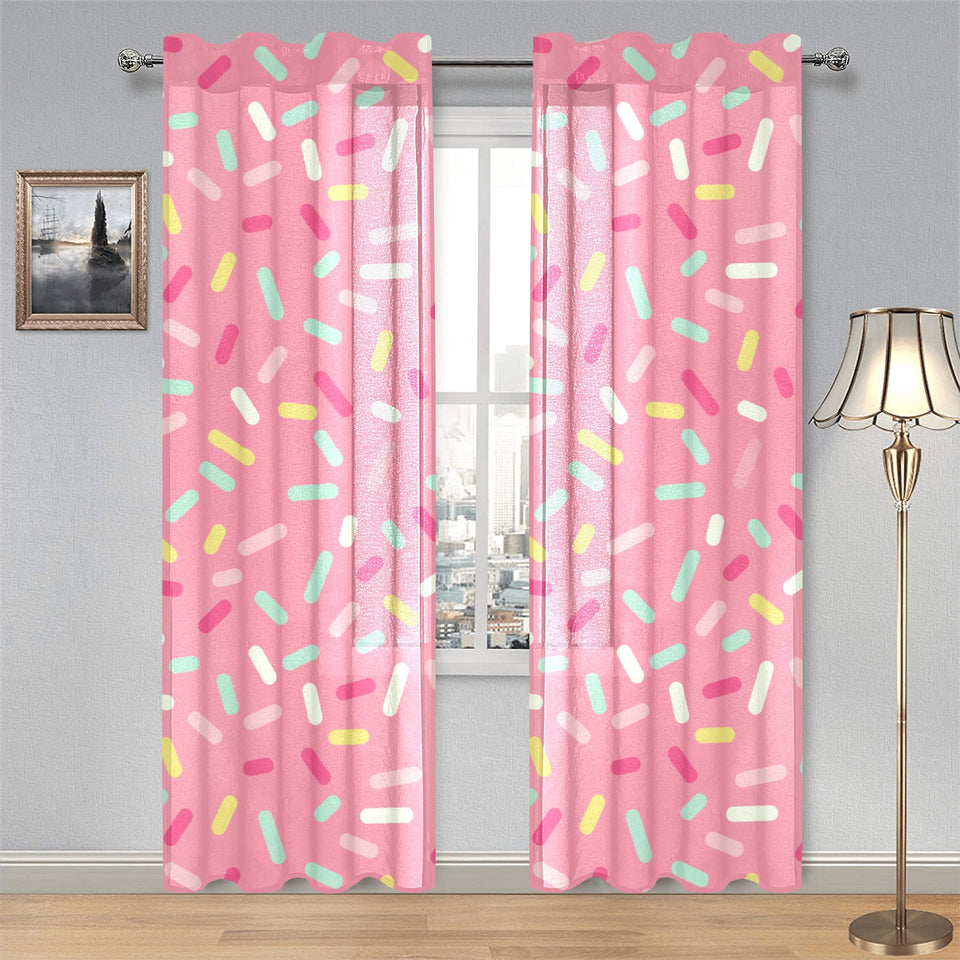 Pink donut glaze candy pattern Gauze Curtain