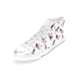 Cool rooster chicken cock floral ornament backgrou Women's High Top Canvas Shoes White