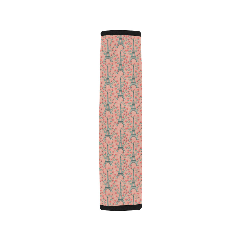 Eiffel Tower Flower Background Pattern Print Desig Car Seat Belt Cover
