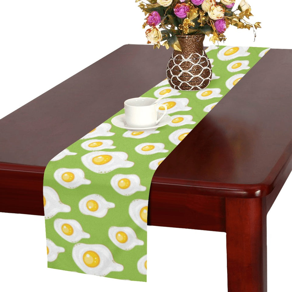 Fried Eggs Pattern Print Design 01 Table Runner