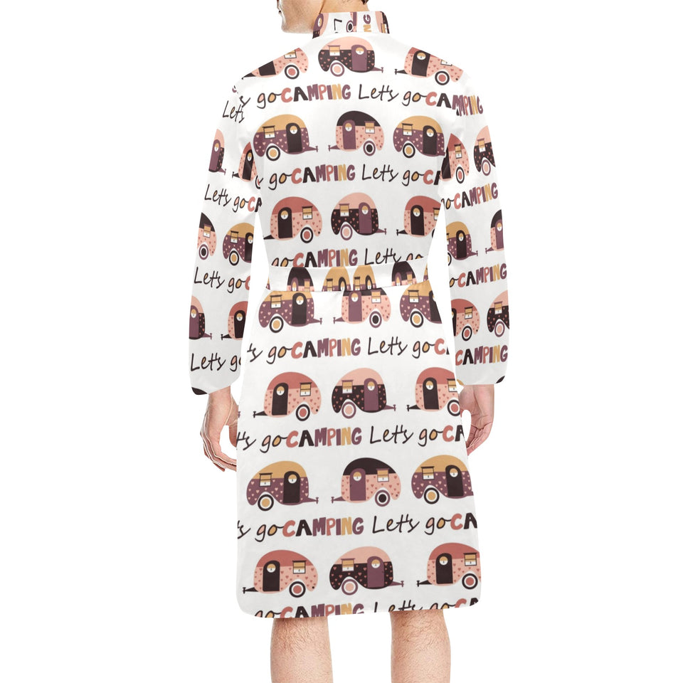 Camper Van Pattern Print Design 01 Men's Long Sleeve Belted Night Robe
