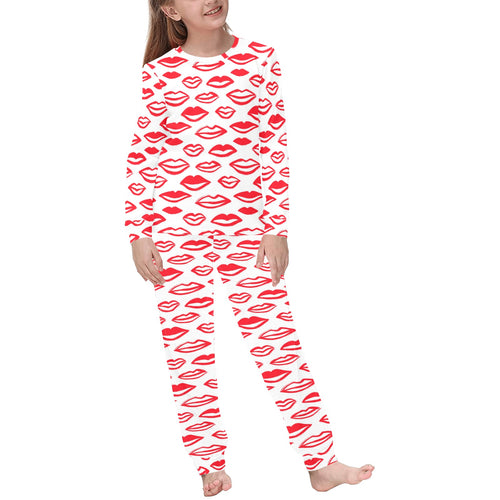 Lips Pattern Print Design 05 Kids' Boys' Girls' All Over Print Pajama Set