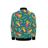 French fries red paper box pattern Kids' Boys' Girls' Bomber Jacket