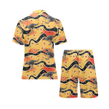 Kangaroo Australian aboriginal art pattern Men's V-Neck Short Pajama Set