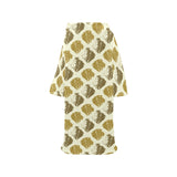 Lion Pattern Print Design 02 Blanket Robe with Sleeves