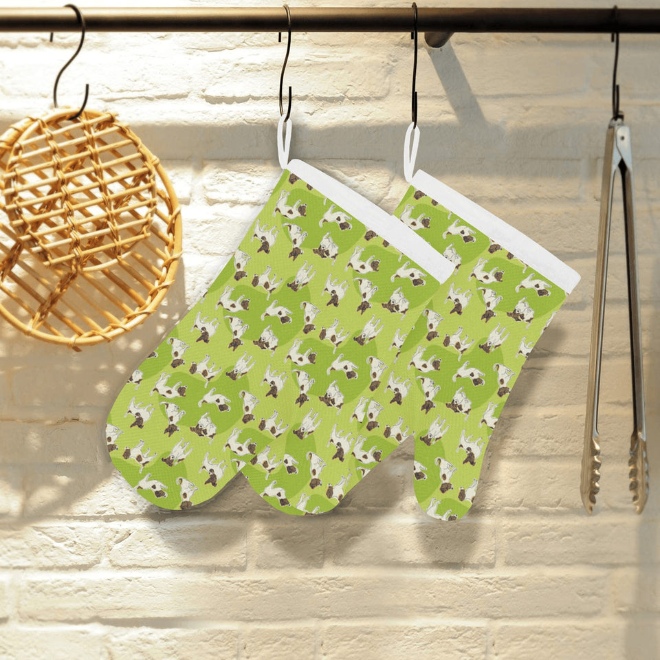 Jack Russel Pattern Print Design 01 Heat Resistant Oven Mitts