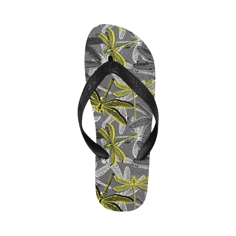 Hand drawn dragonfly pattern Unisex Flip Flops