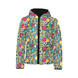Gear Pattern Print Design 03 Kids' Boys' Girls' Padded Hooded Jacket