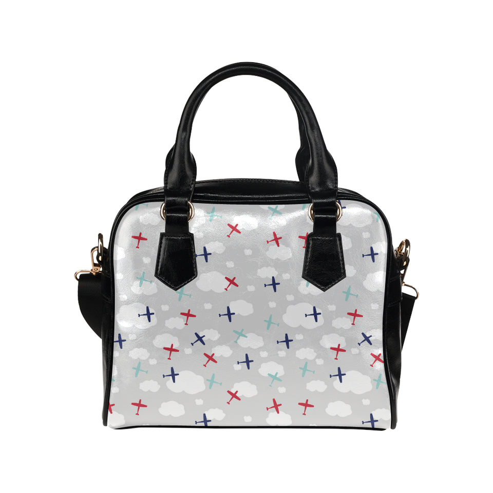 Airplane cloud grey background Shoulder Handbag