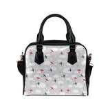 Airplane cloud grey background Shoulder Handbag