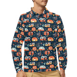 Camper Van Pattern Print Design 05 Men's Long Sleeve Polo Shirt