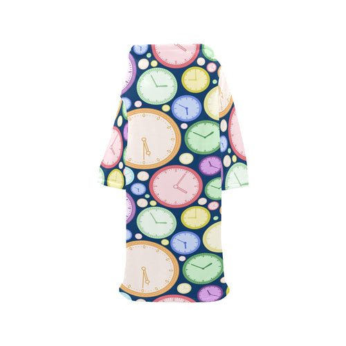 Colorful clock background Blanket Robe with Sleeves