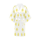 hand drawn sun pattern Women's Short Kimono Robe