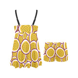 Passion fruits slice pattern Chest Sexy Pleated Two Piece Swim Dress