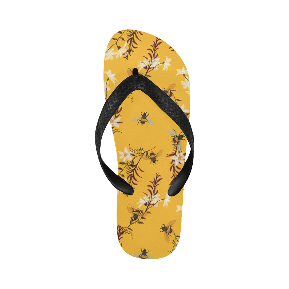 Bee flower pattern Unisex Flip Flops