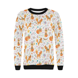 cute tribal fox pattern Women's Crew Neck Sweatshirt