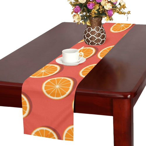 Oranges pattern red background Table Runner