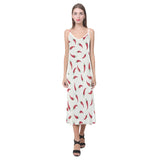 Chili peppers pattern V-Neck Open Fork Long Dress