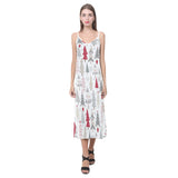 Cute Christmas tree pattern V-Neck Open Fork Long Dress