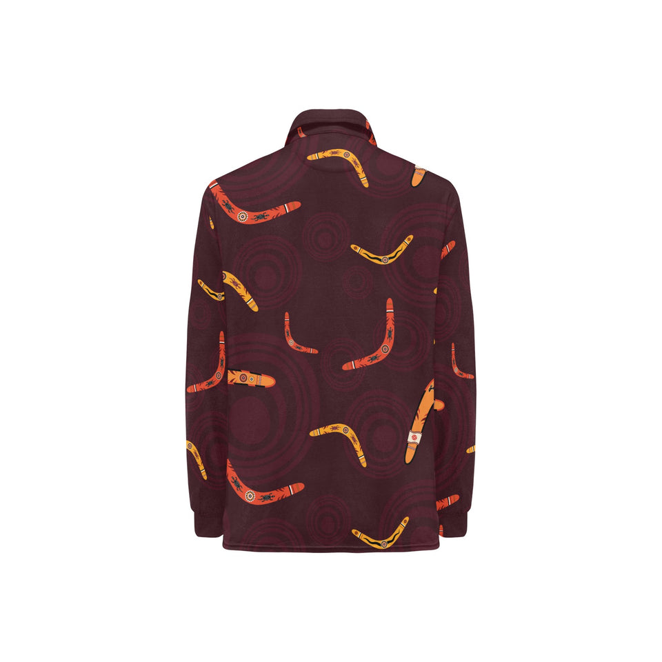 Boomerang Australian aboriginal ornament circle bl Women's Long Sleeve Polo Shirt