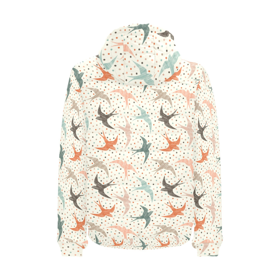 Swallow Pattern Print Design 02 Men's Padded Hooded Jacket