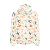 Swallow Pattern Print Design 02 Men's Padded Hooded Jacket