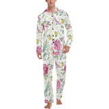Hand drawn butterfly rose Men's Long Pajama Set