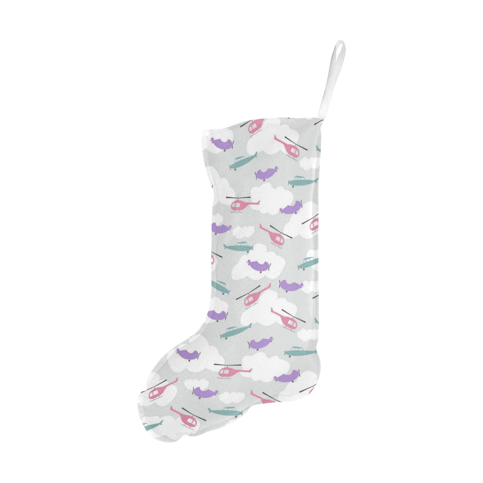 Helicopter plane pattern Christmas Stocking