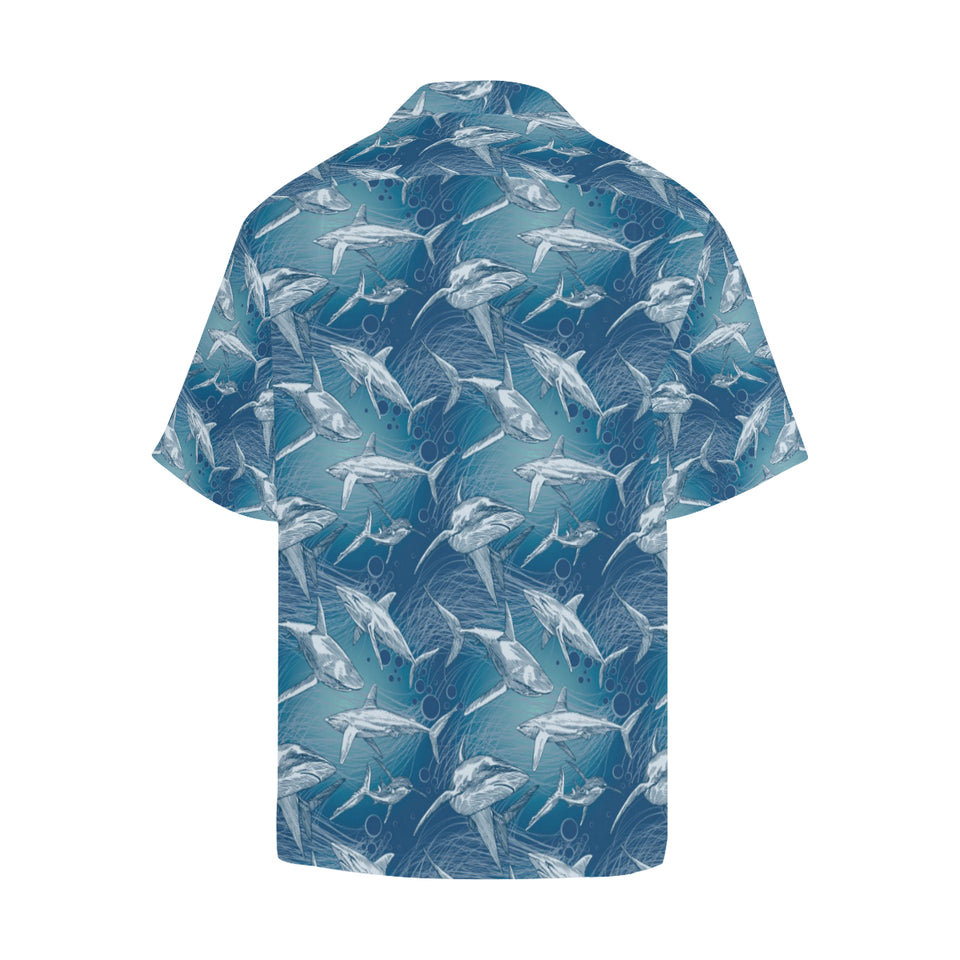Shark hand drawn Men's All Over Print Hawaiian Shirt