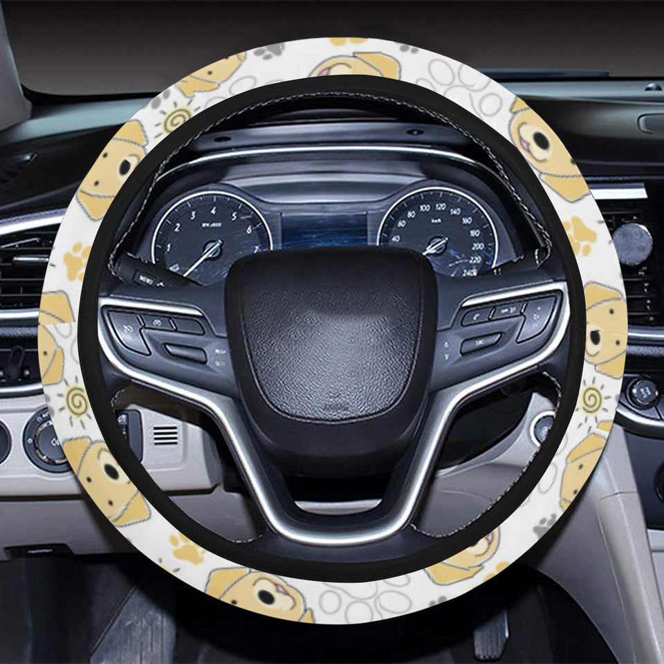 Golden Retriever Pattern Print Design 04 Car Steering Wheel Cover