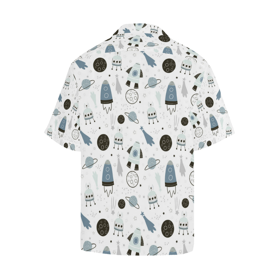 Hand drawn space elements space rocket star planet Men's All Over Print Hawaiian Shirt