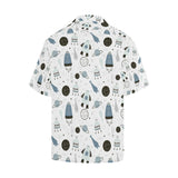 Hand drawn space elements space rocket star planet Men's All Over Print Hawaiian Shirt