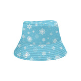 Snowflake pattern blue background Unisex Bucket Hat