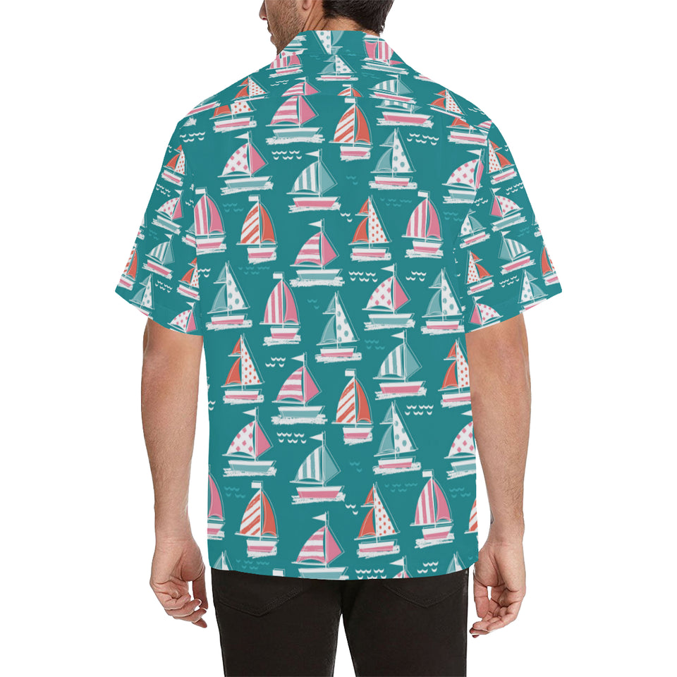 Cute sailboat pattern Men's All Over Print Hawaiian Shirt