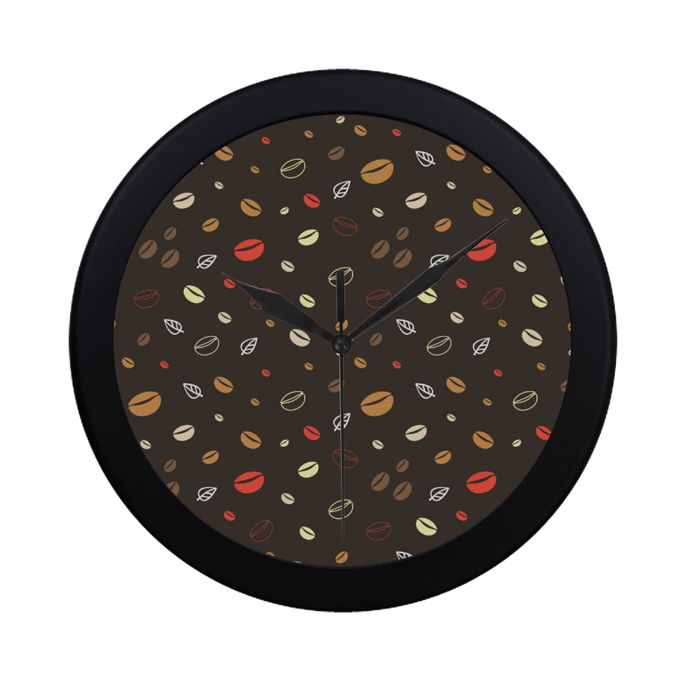 Coffee bean leave pattern Elegant Black Wall Clock