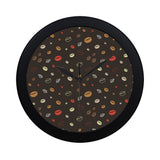 Coffee bean leave pattern Elegant Black Wall Clock